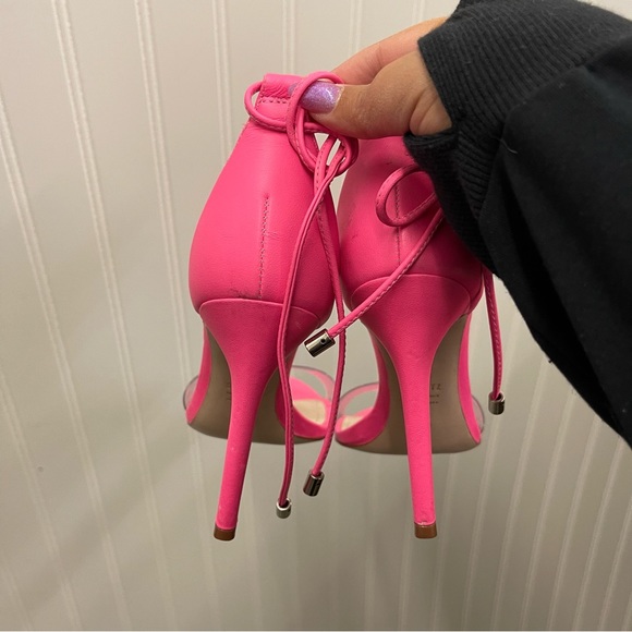 SCHUTZ Josseana Neon Pink Tie Ankle High Heel Sandal Sz 9B - Picture 5 of 11